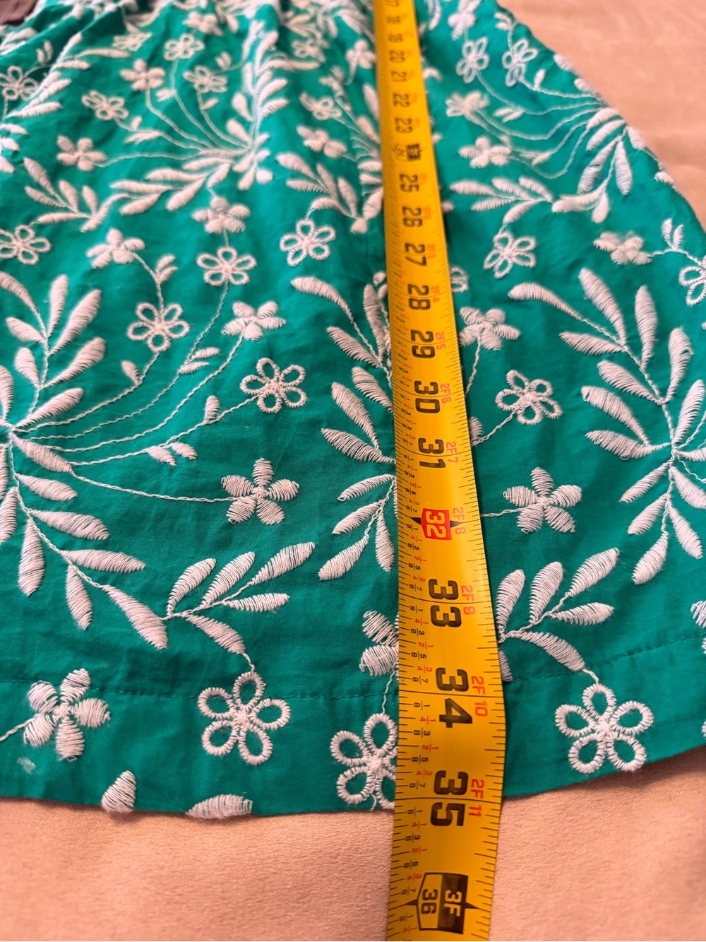 Draper‎ James Green White Floral Embroidered V-Neck Puff Sleeve Dress Med - Picture 5 of 7
